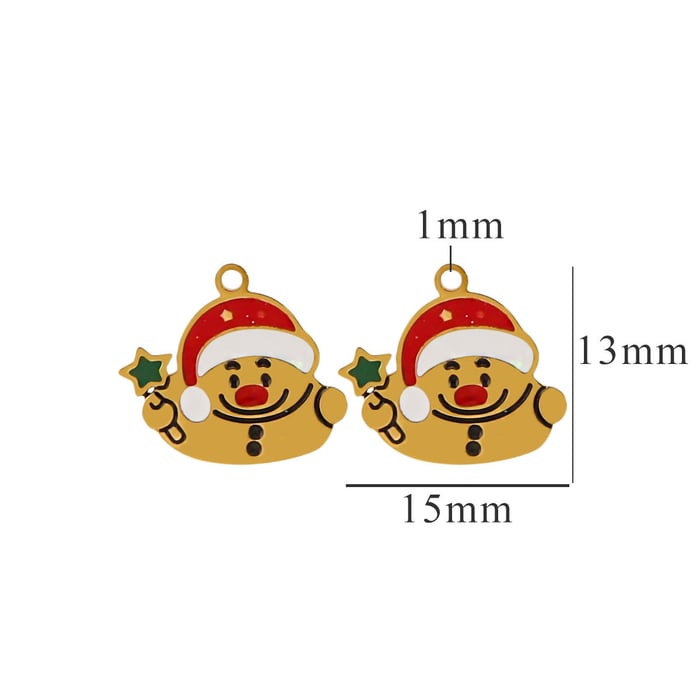 1 pezzo semplice serie simpatico cartone animato pupazzo di neve in acciaio inossidabile placcato Colore oro  unisex pendenti 